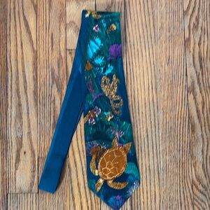 World wildlife fund‎ 100% silk coral reef turtle tie green